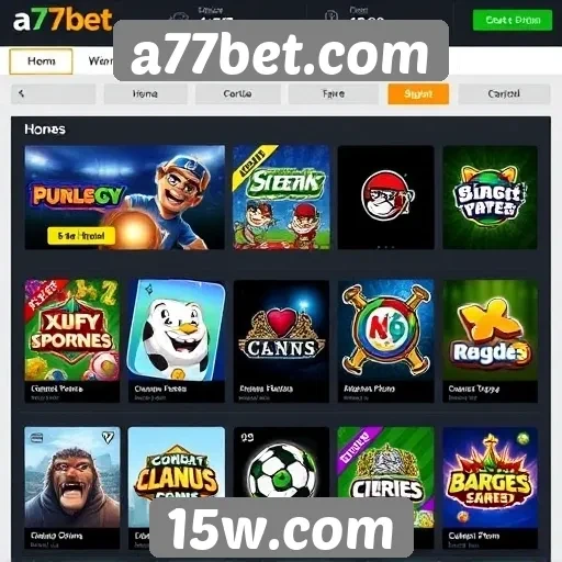 Variedade de jogos disponíveis em a77bet.com